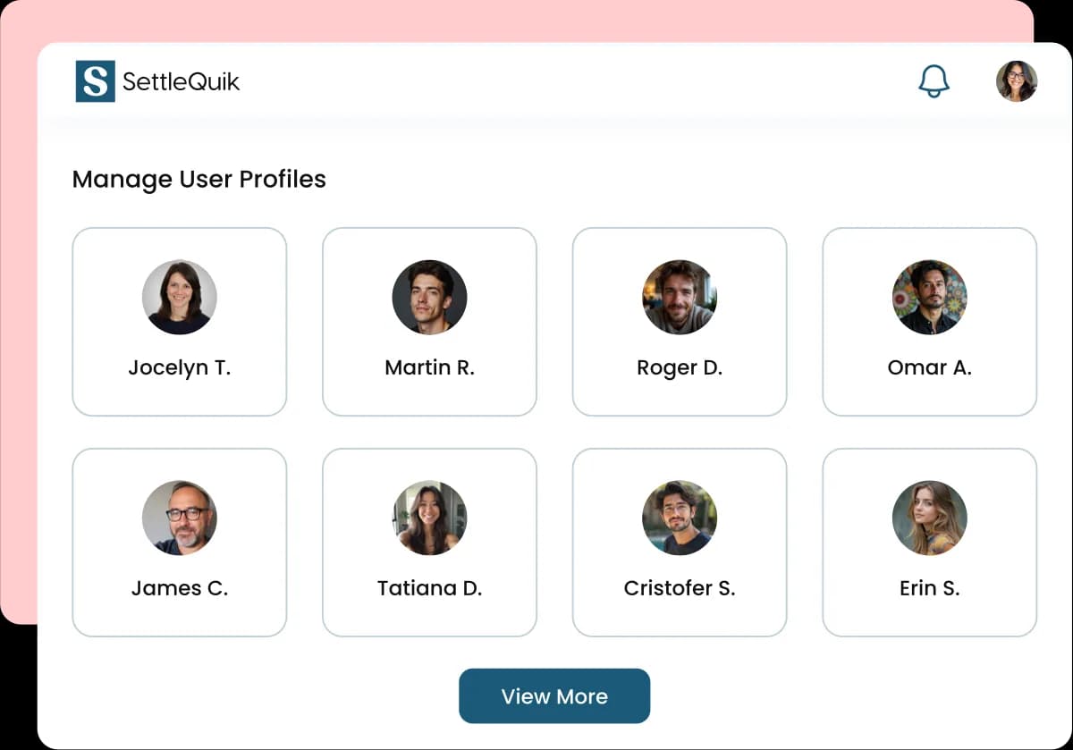 SettleQuik agency command center dashboard for managing creator profiles